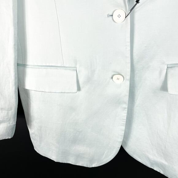Zara Blazer Light Blue‎ Straight Cut 2-Button Jacket Linen Blend Sz XS Women - Picture 10 of 14